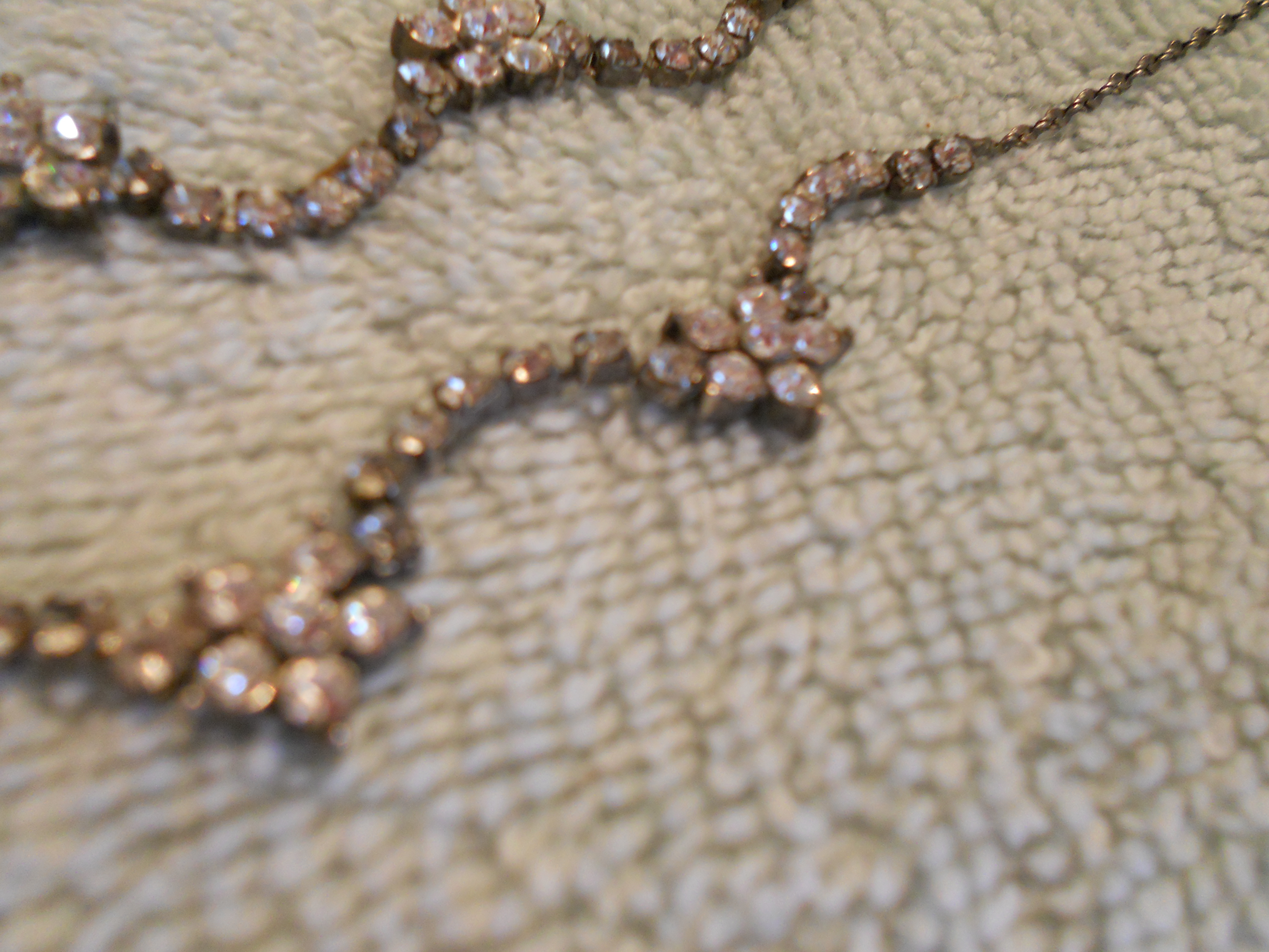 Rhinestone Necklace signed Korea Silver