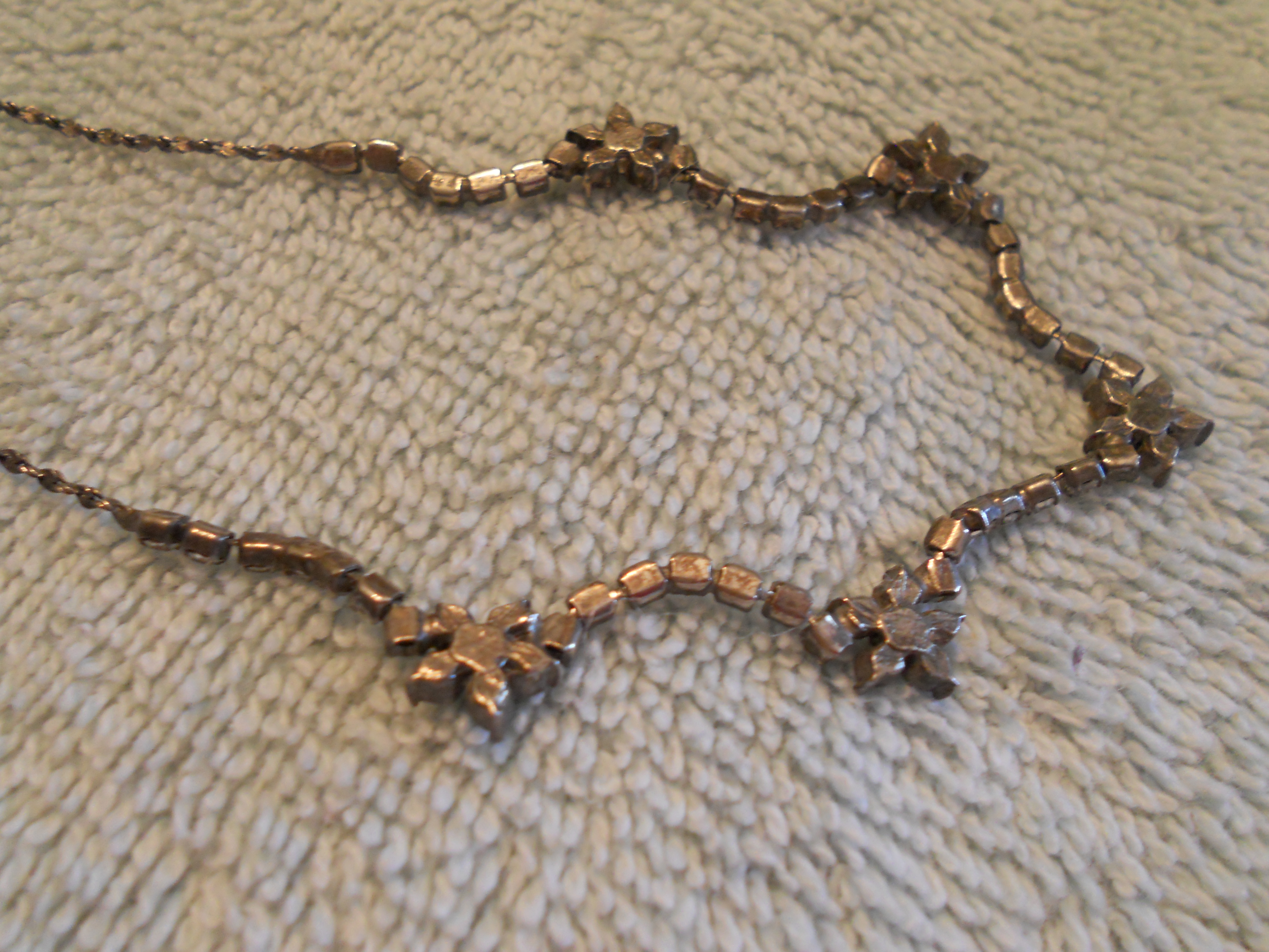 Rhinestone Necklace signed Korea Silver