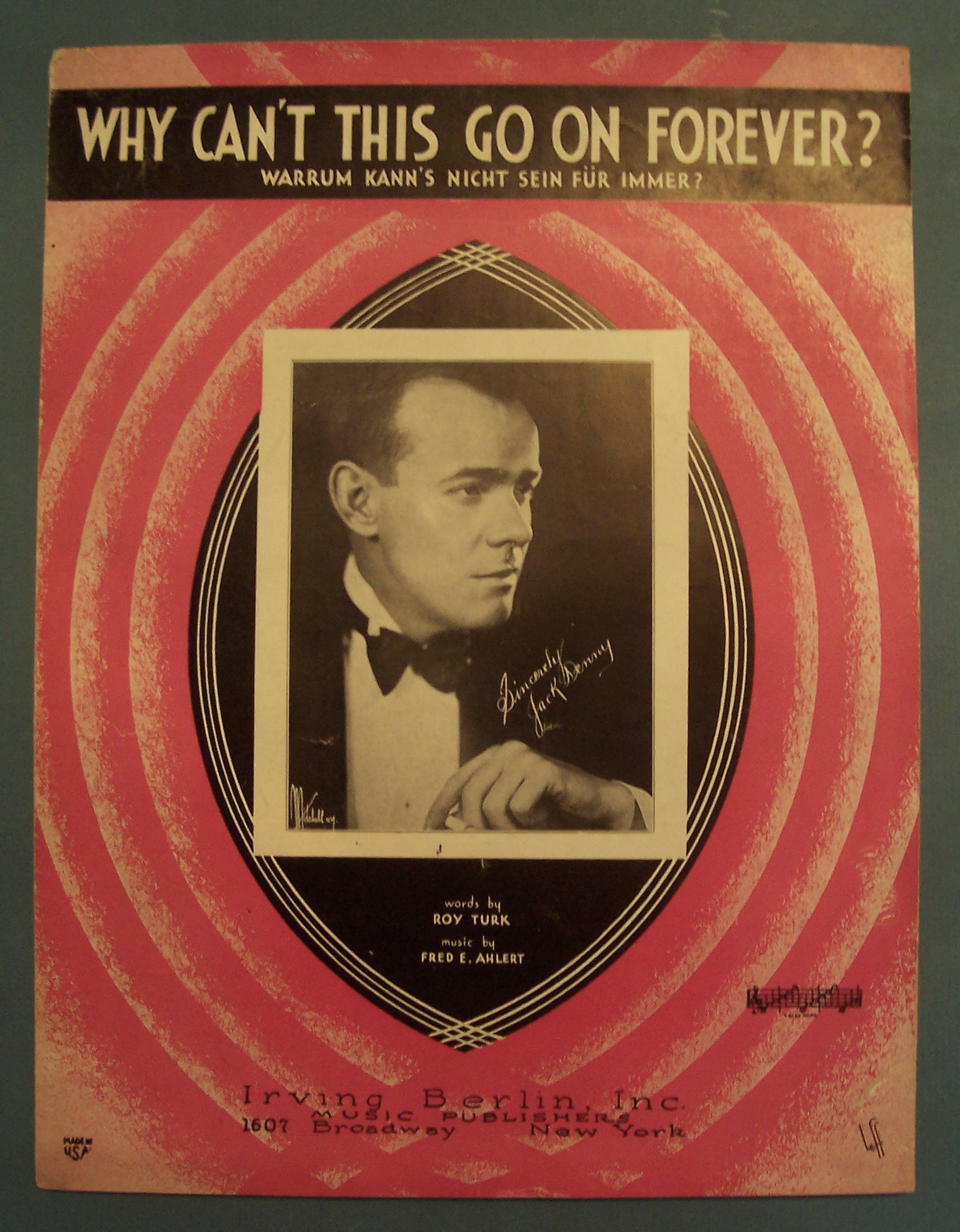Sheet Music of 1932 Why Can't This Go On Forever?