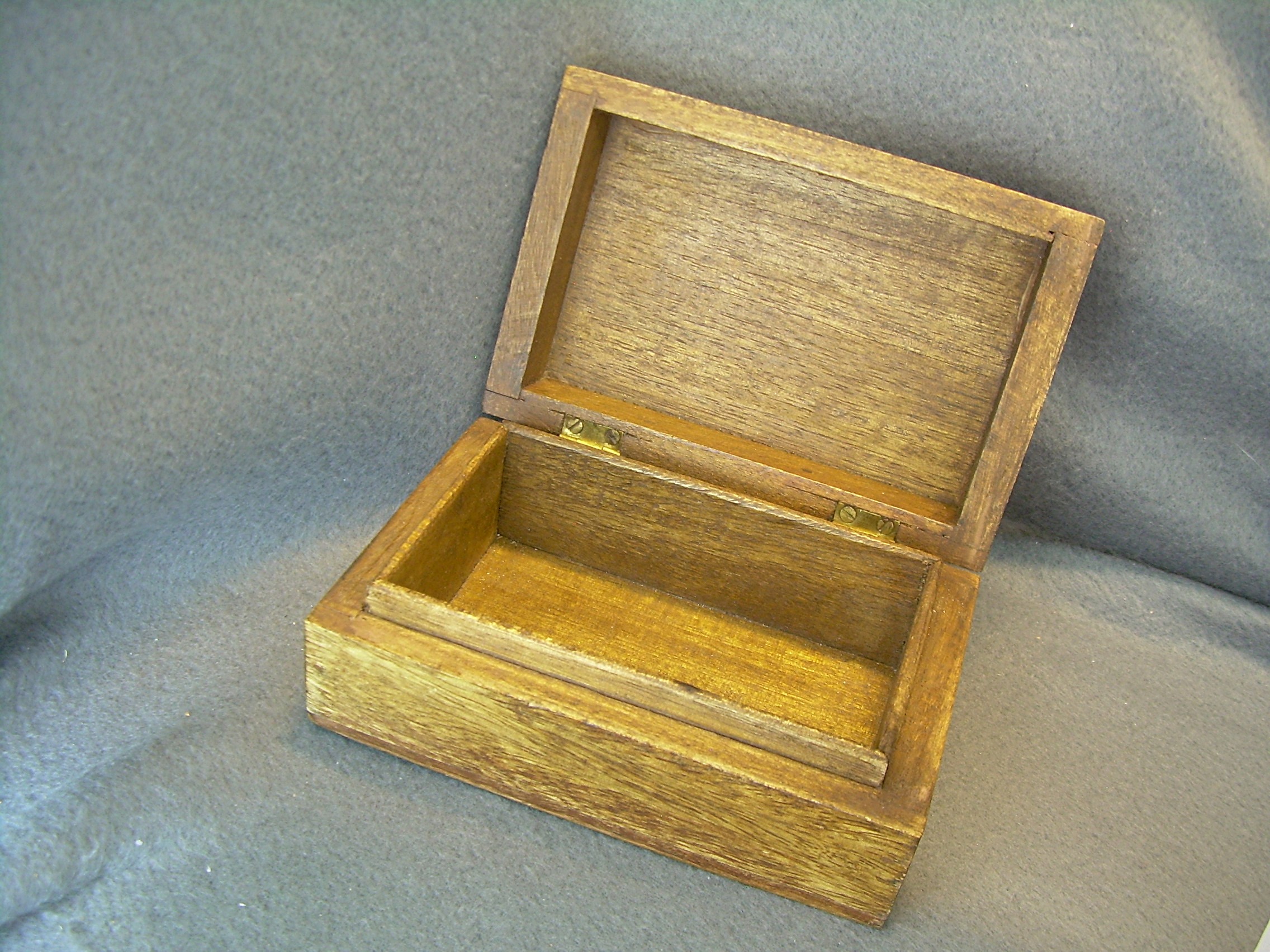Wood Carved Trinket Box With Carved hearts