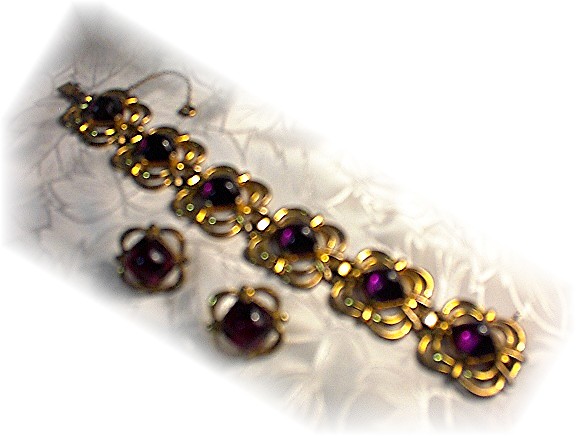 Bracelet Sterling Silver Gold Vermeil Garnet & Ears