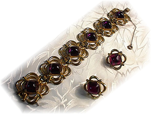 Bracelet Sterling Silver Gold Vermeil Garnet & Ears