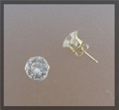Earrings 14K Gold White Topaz Stud Pierced
