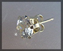Earrings 14K Gold White Topaz  Stud Pierced