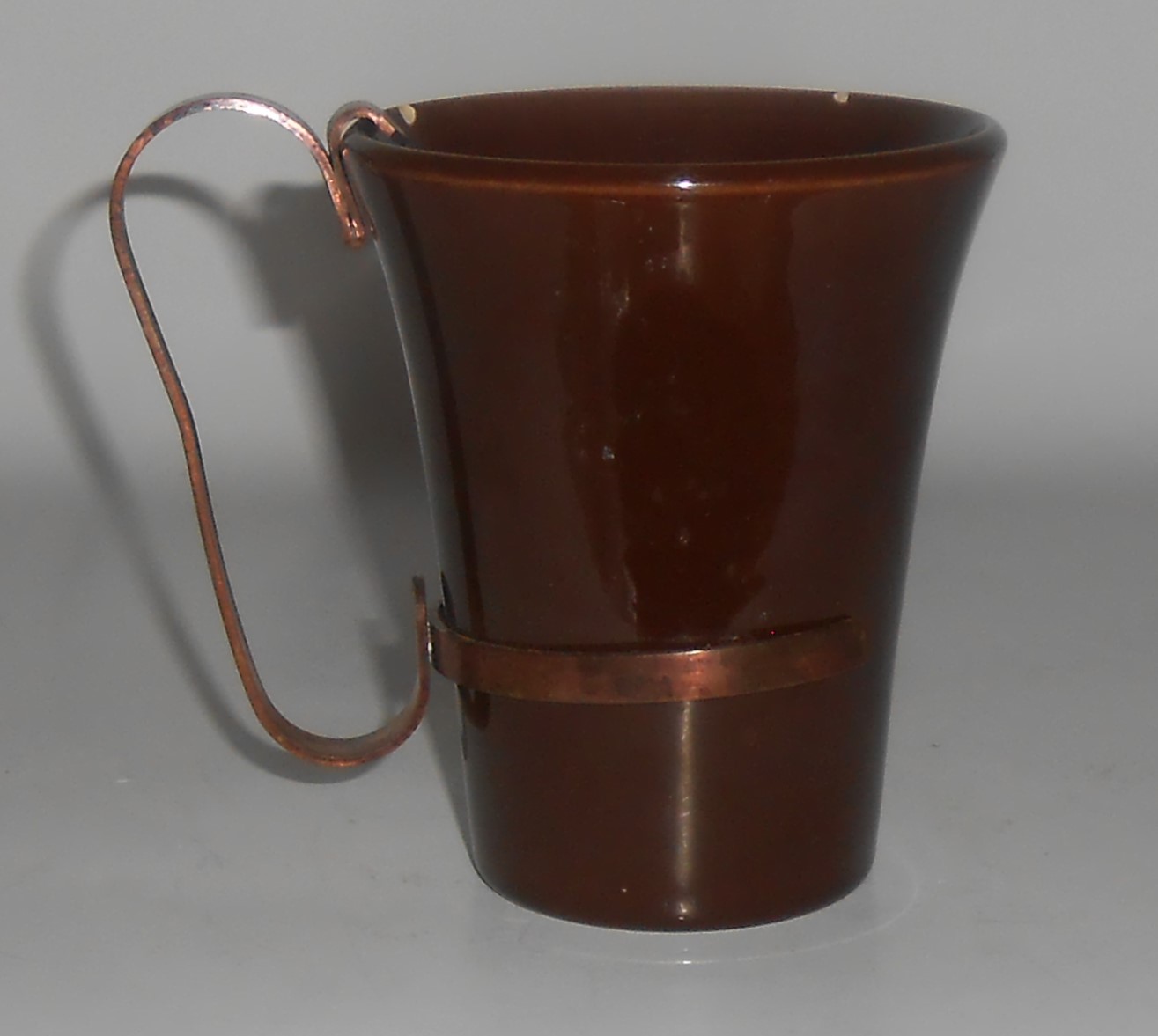 Bauer Pottery Monterey Moderne Brown Tumbler w/Copper H