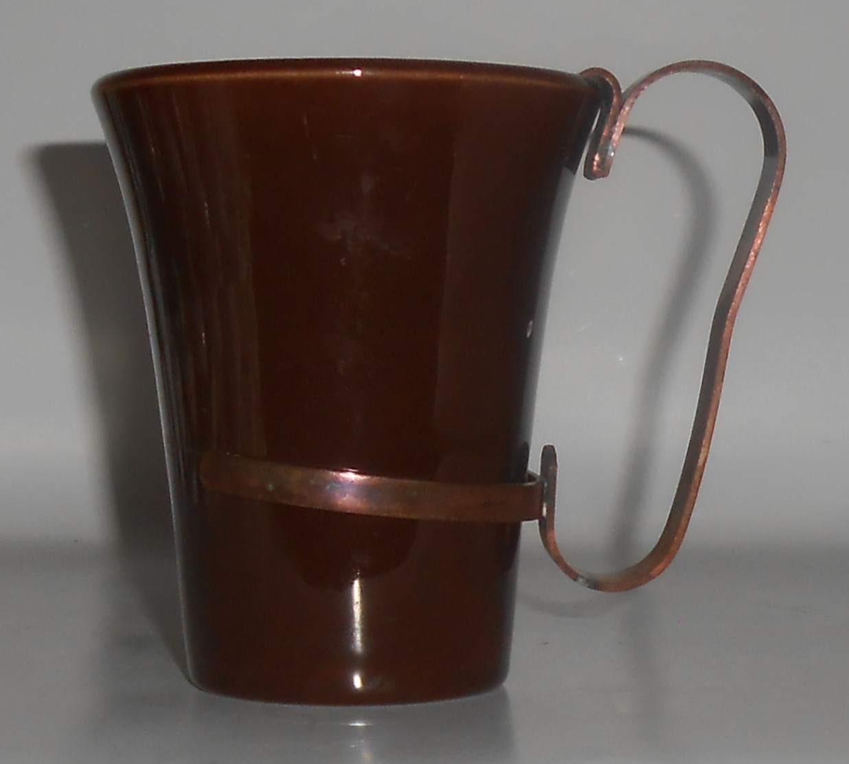 Bauer Pottery Monterey Moderne Brown Tumbler w/Copper H