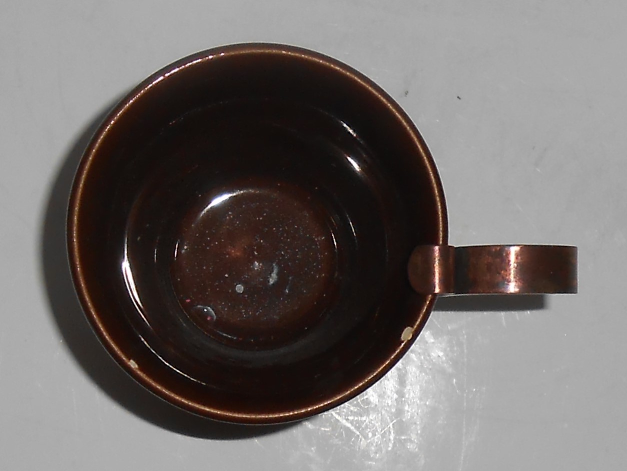Bauer Pottery Monterey Moderne Brown Tumbler w/Copper H