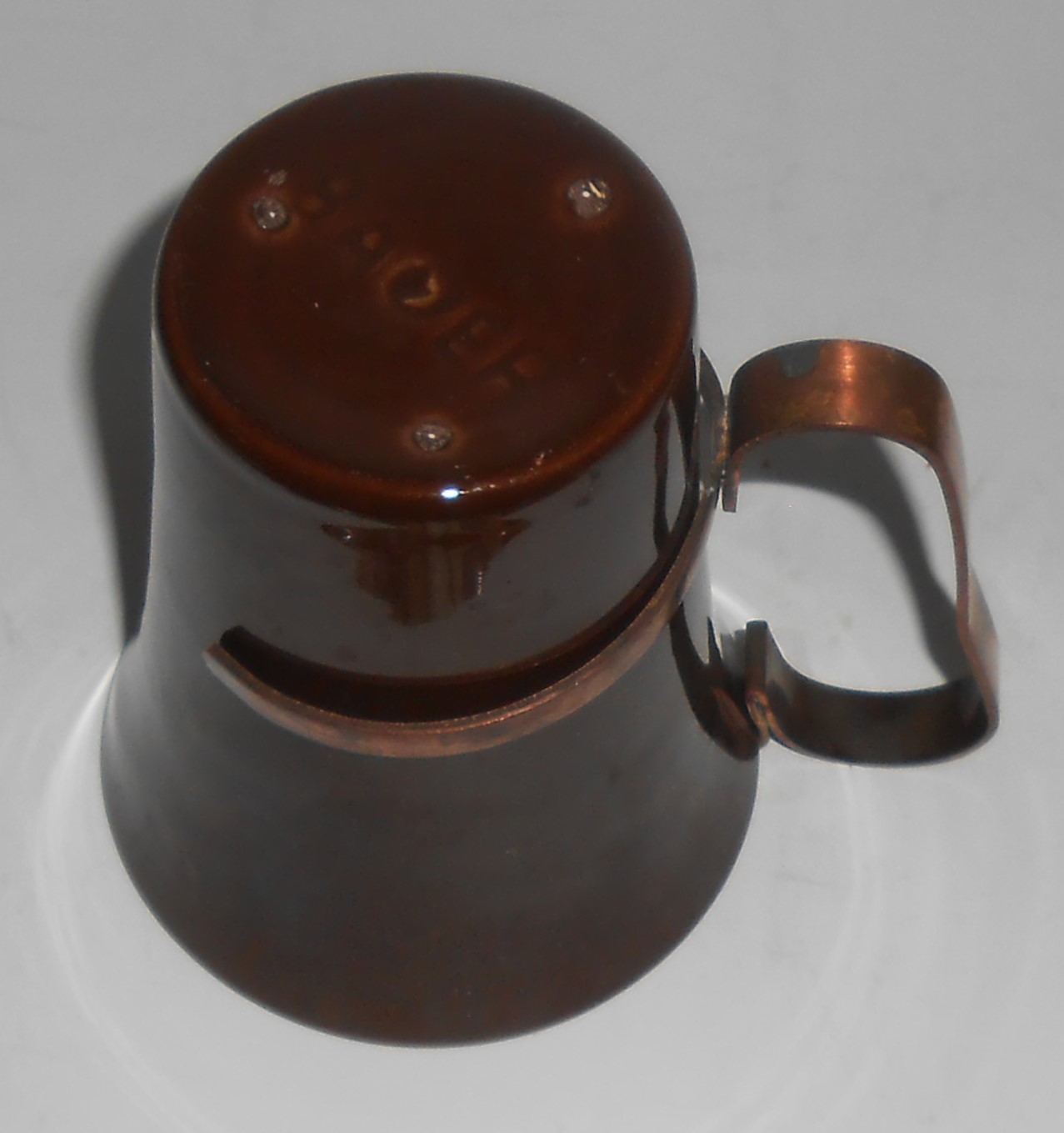Bauer Pottery Monterey Moderne Brown Tumbler w/Copper H