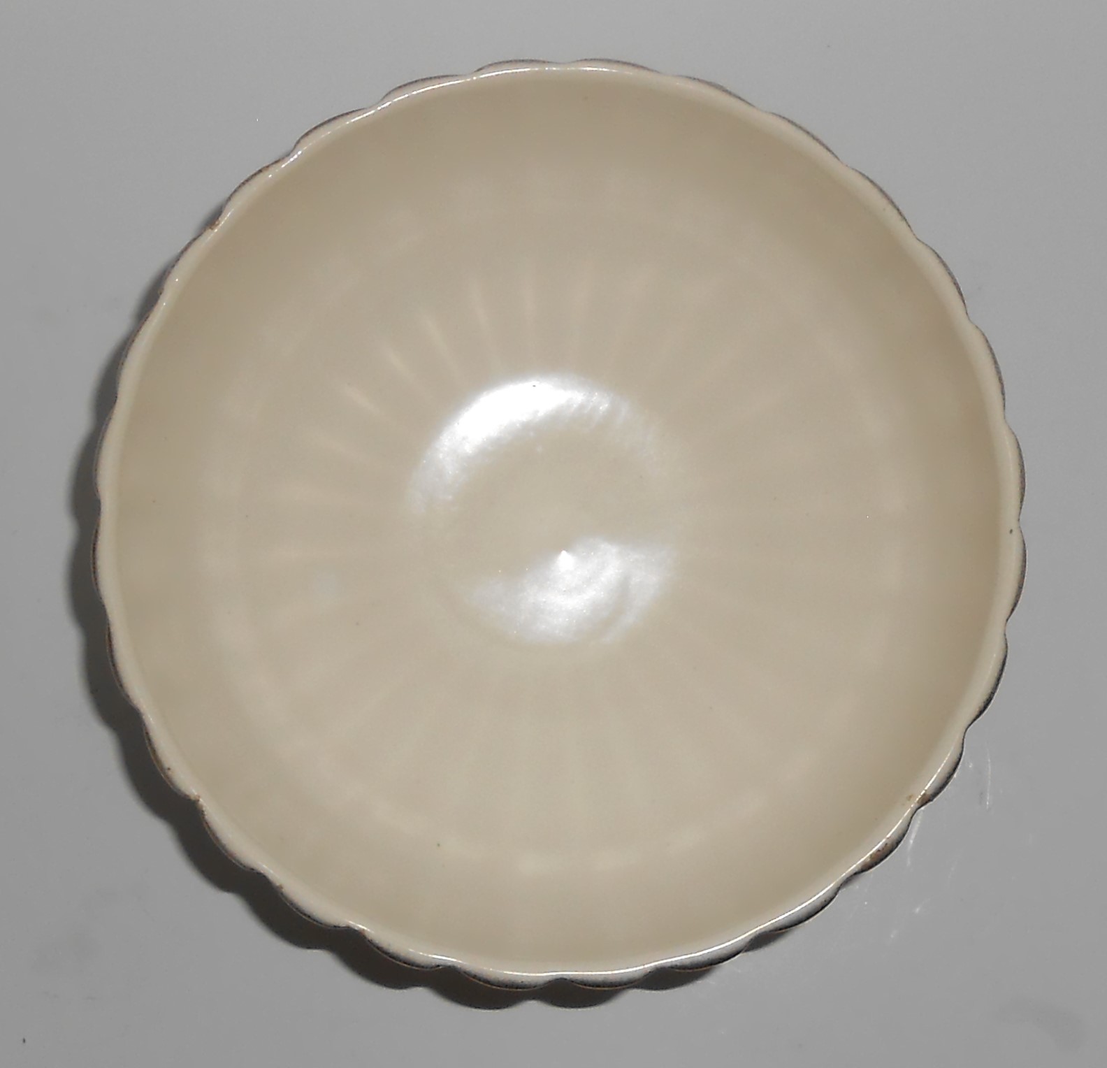 Bauer Pottery Tracy Irwin White W/Gold Pumpkin Compote