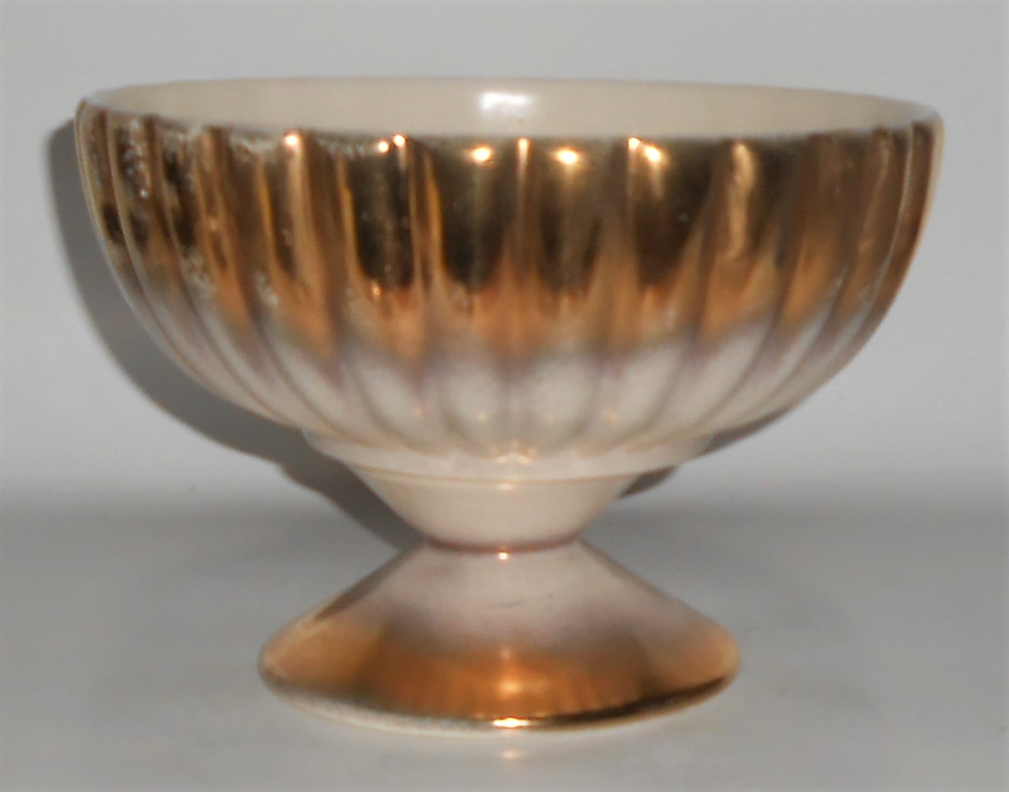 Bauer Pottery Tracy Irwin White W/Gold Pumpkin Compote
