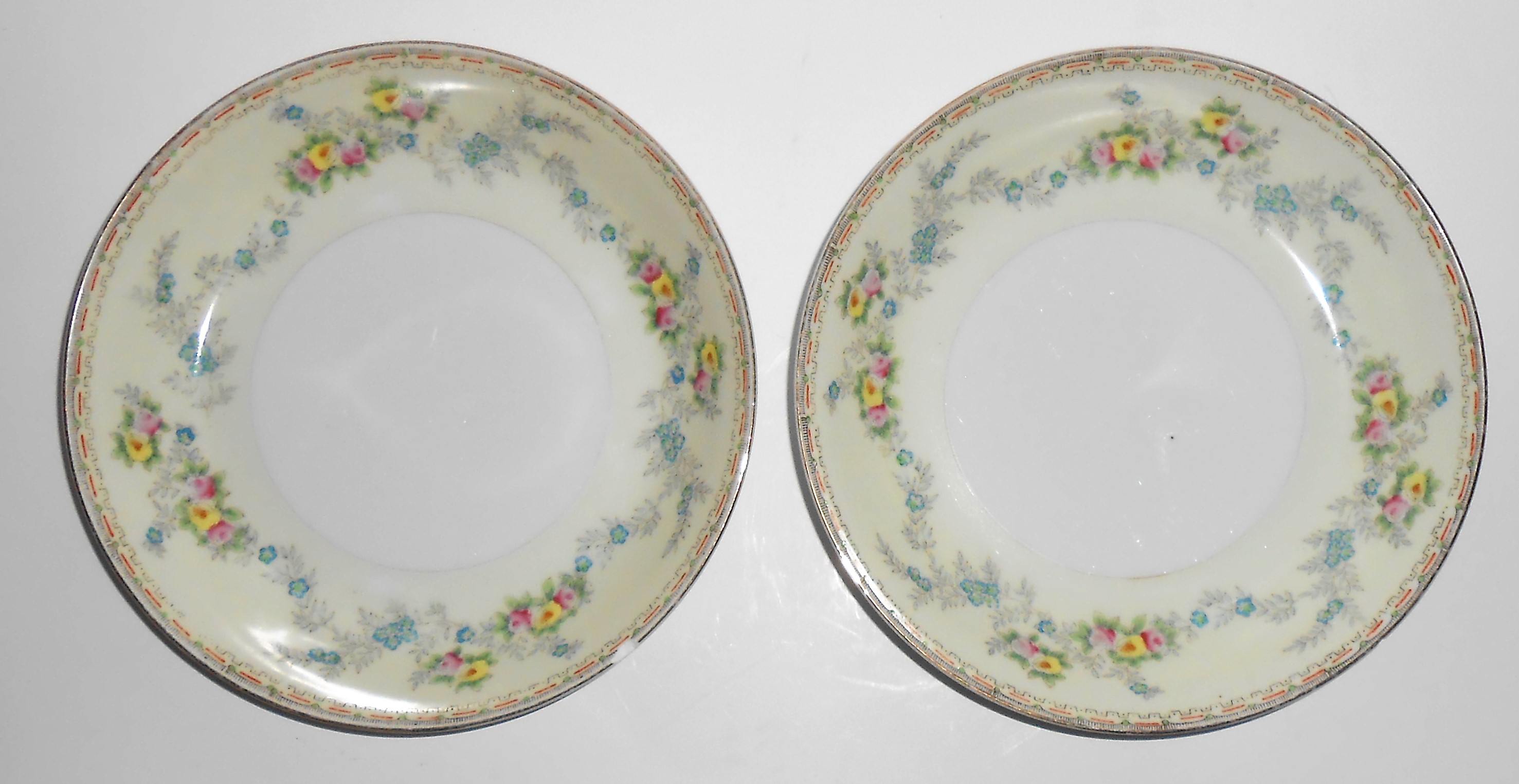 Sampy Fine China Japan Les Fleurs Pair Soup Bowls