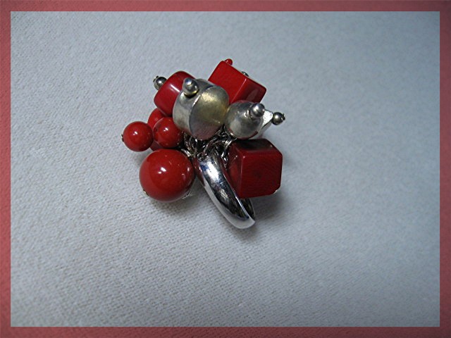 Coral and Sterling Silver Ring Designer Riley Burnette