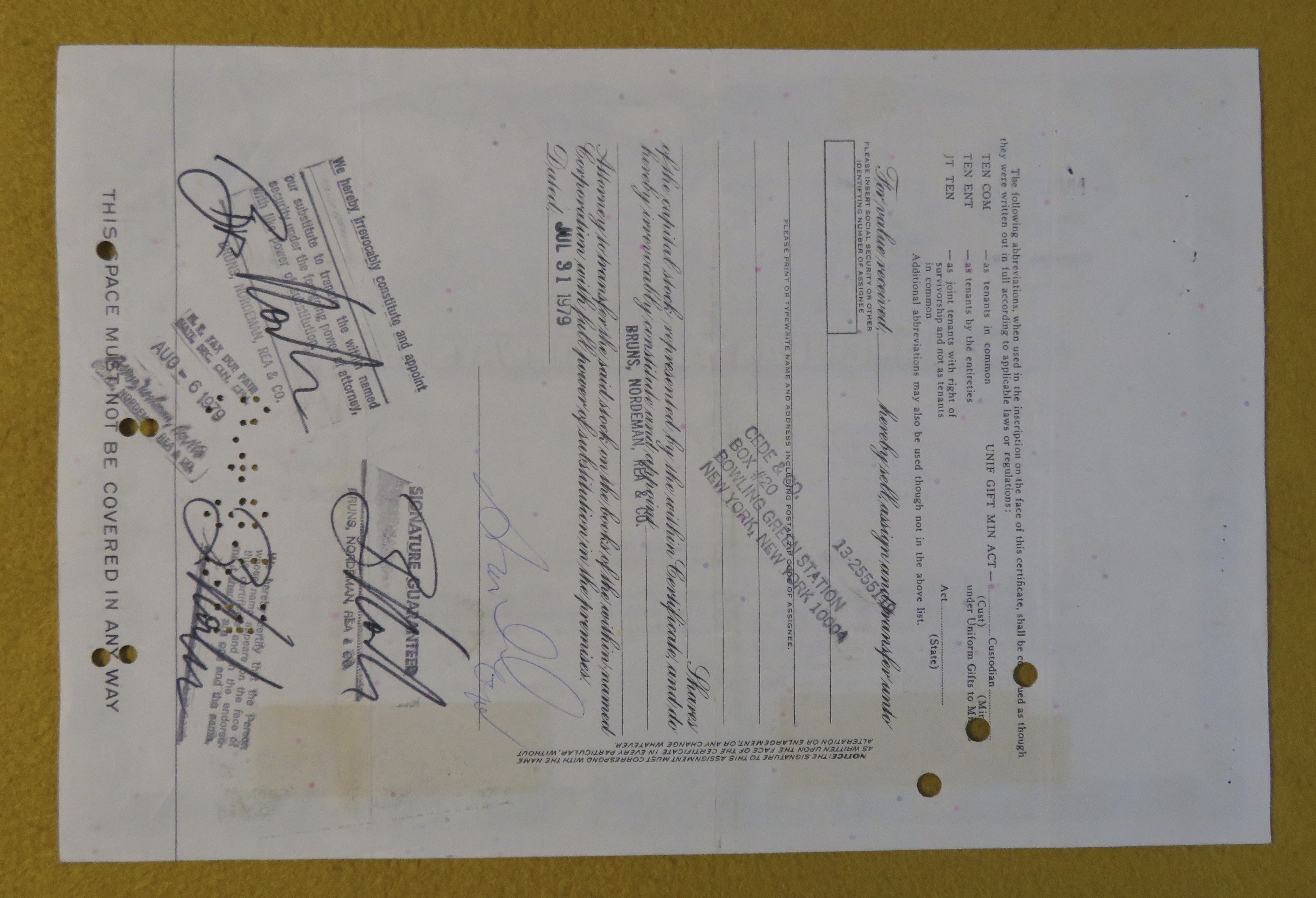 1973 Pan American World Airways Inc Stock Certificate