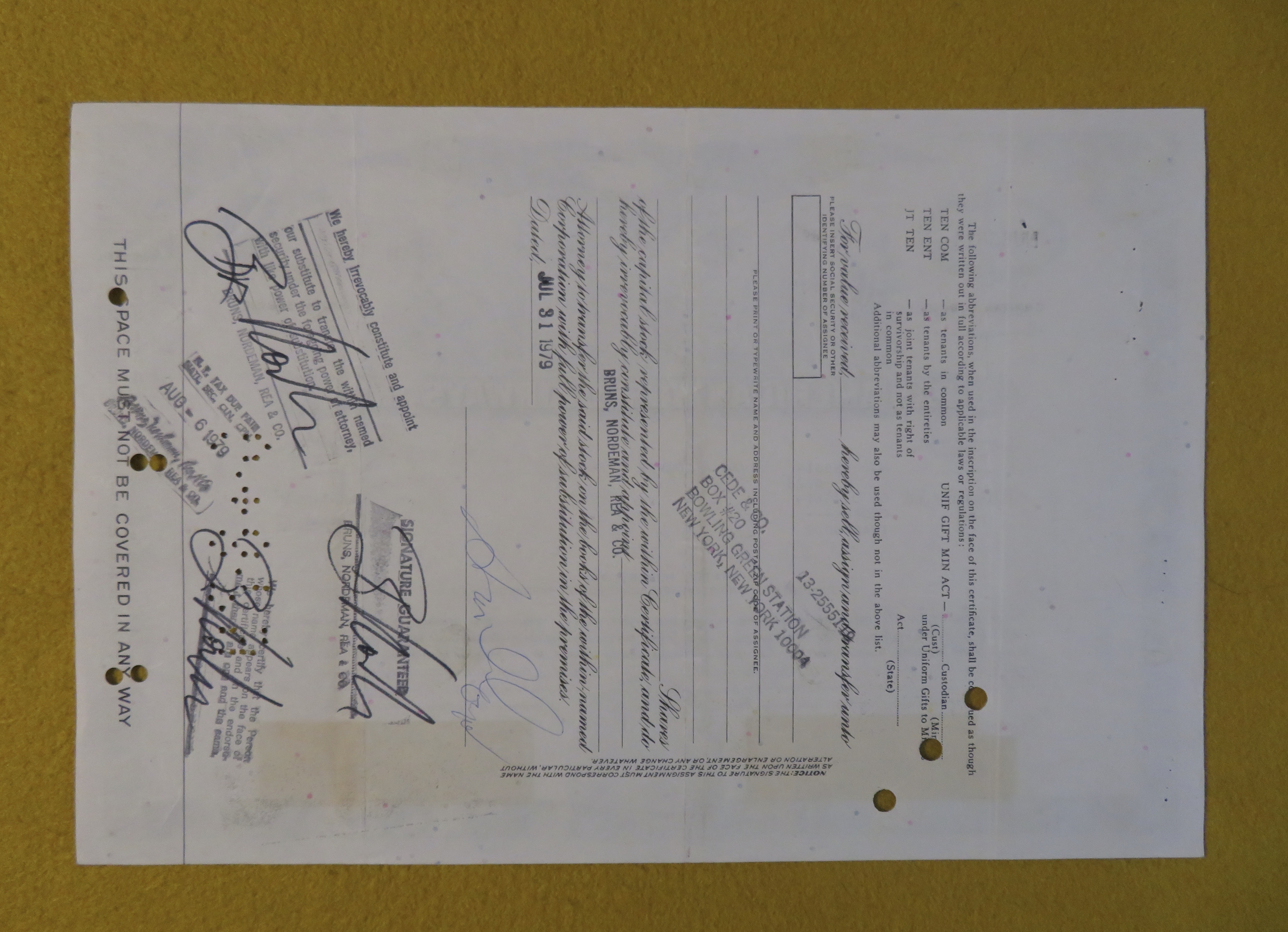 1973 Pan American World Airways Inc Stock Certificate