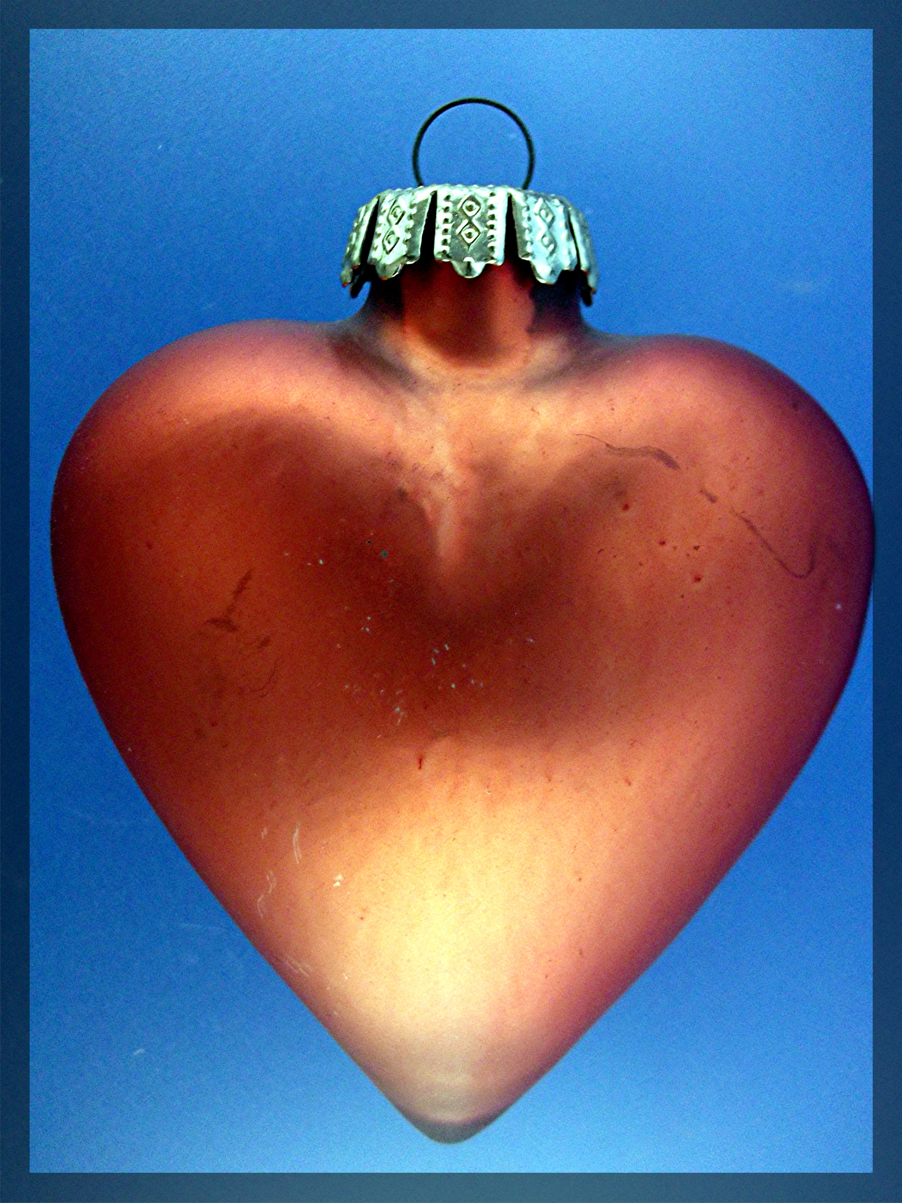 Three Red Glass Heart Christmas tree ornaments