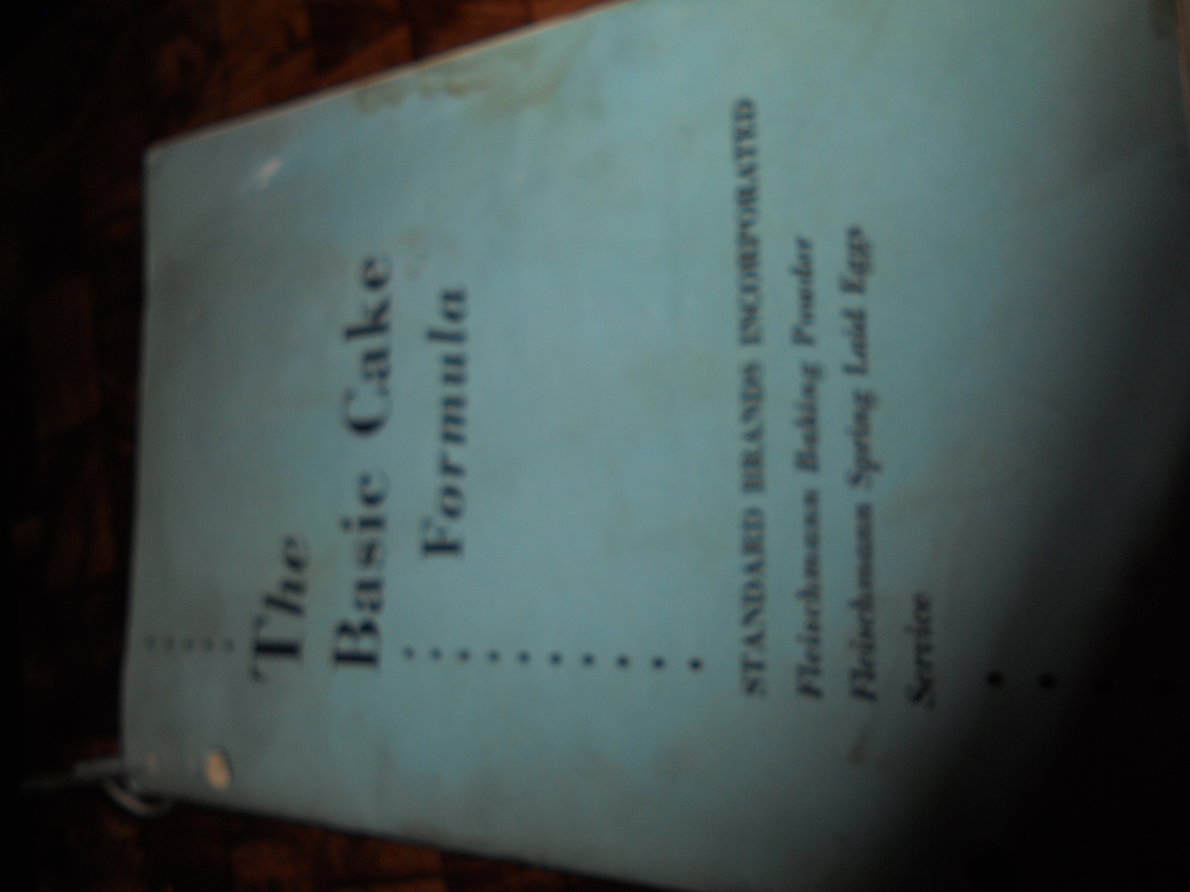Basic Cake Formula Book Fleischman's 1931