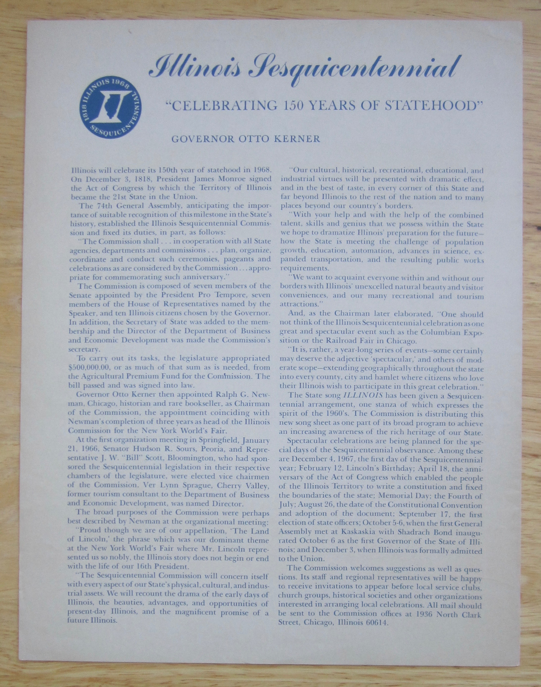 1966 Illinois By Thy Rivers Gently Flowing Sheet Music