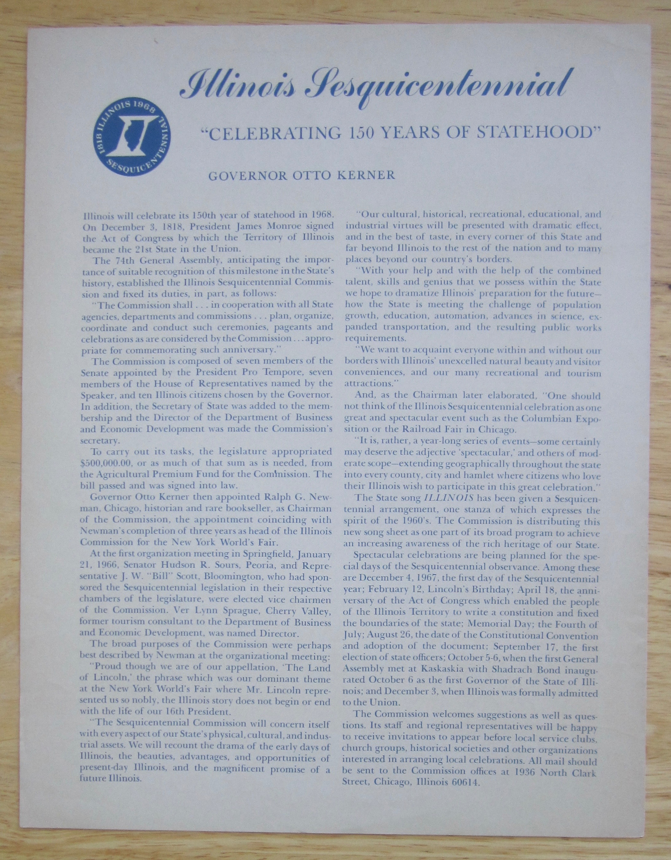 1966 Illinois By Thy Rivers Gently Flowing Sheet Music