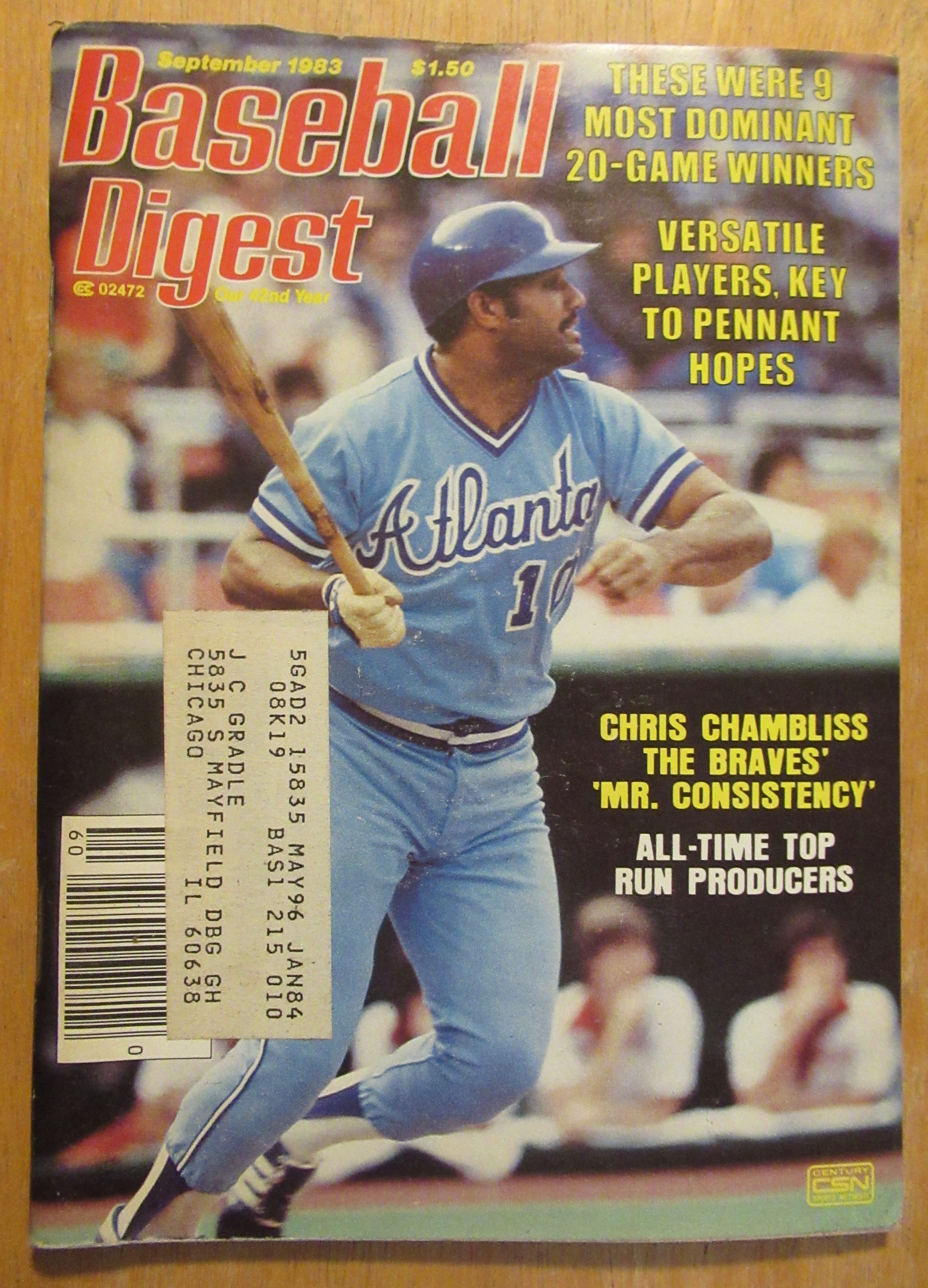 Baseball Digest Magazine September 1983 Chris Chambliss