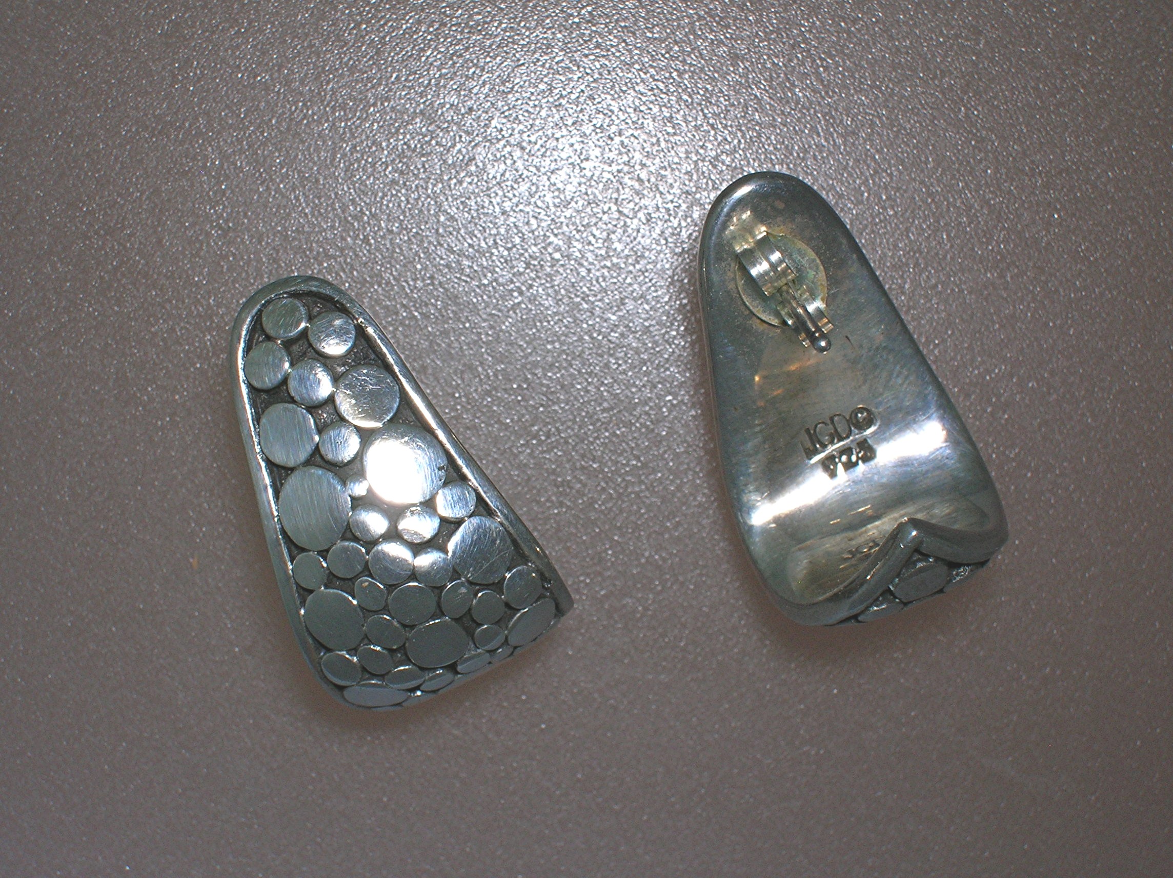 Sterling Silver Pierced Earrings Signed JCD