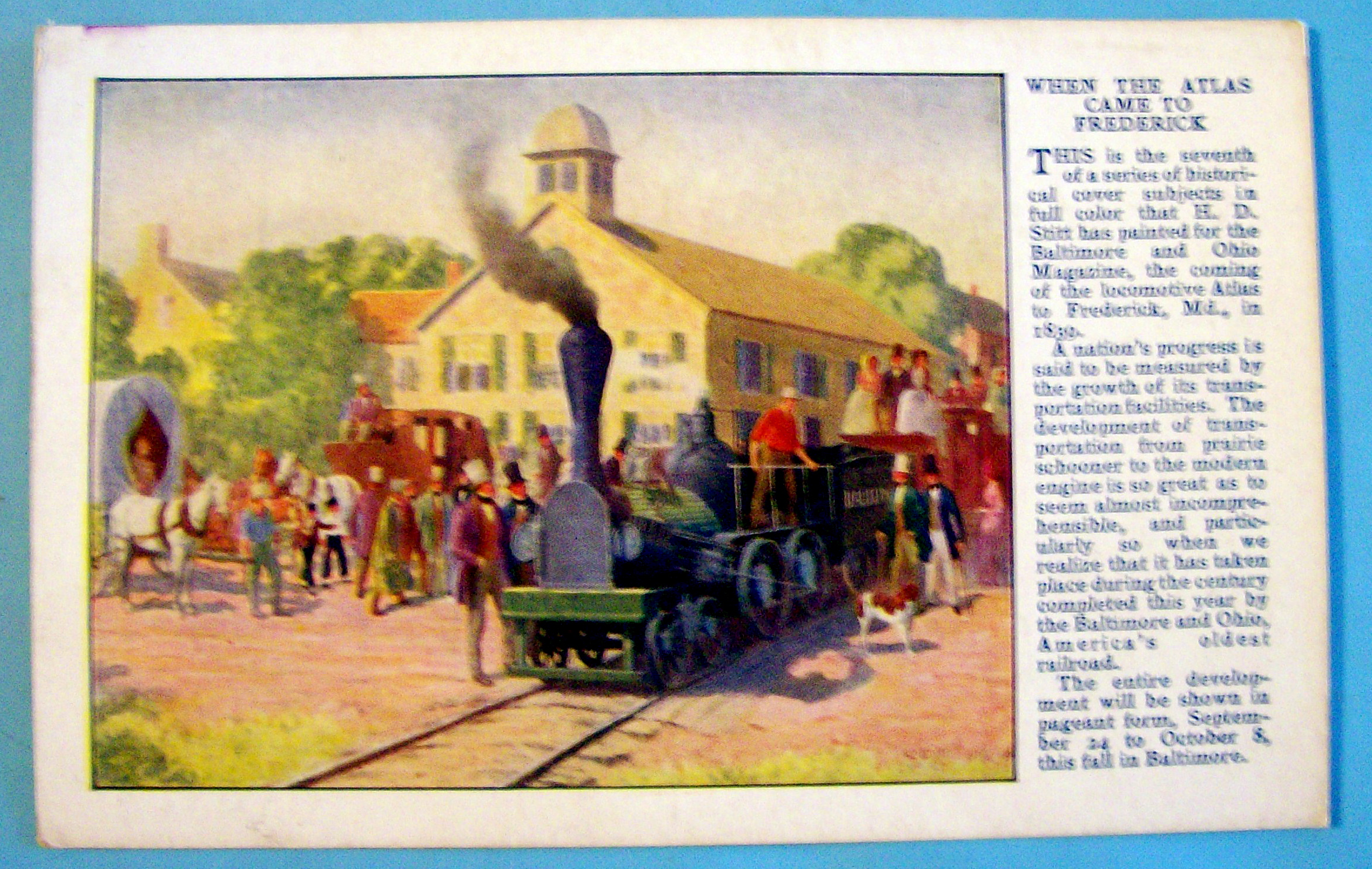 When Atlas Came To Frederick Postcard-Baltimore & Ohio