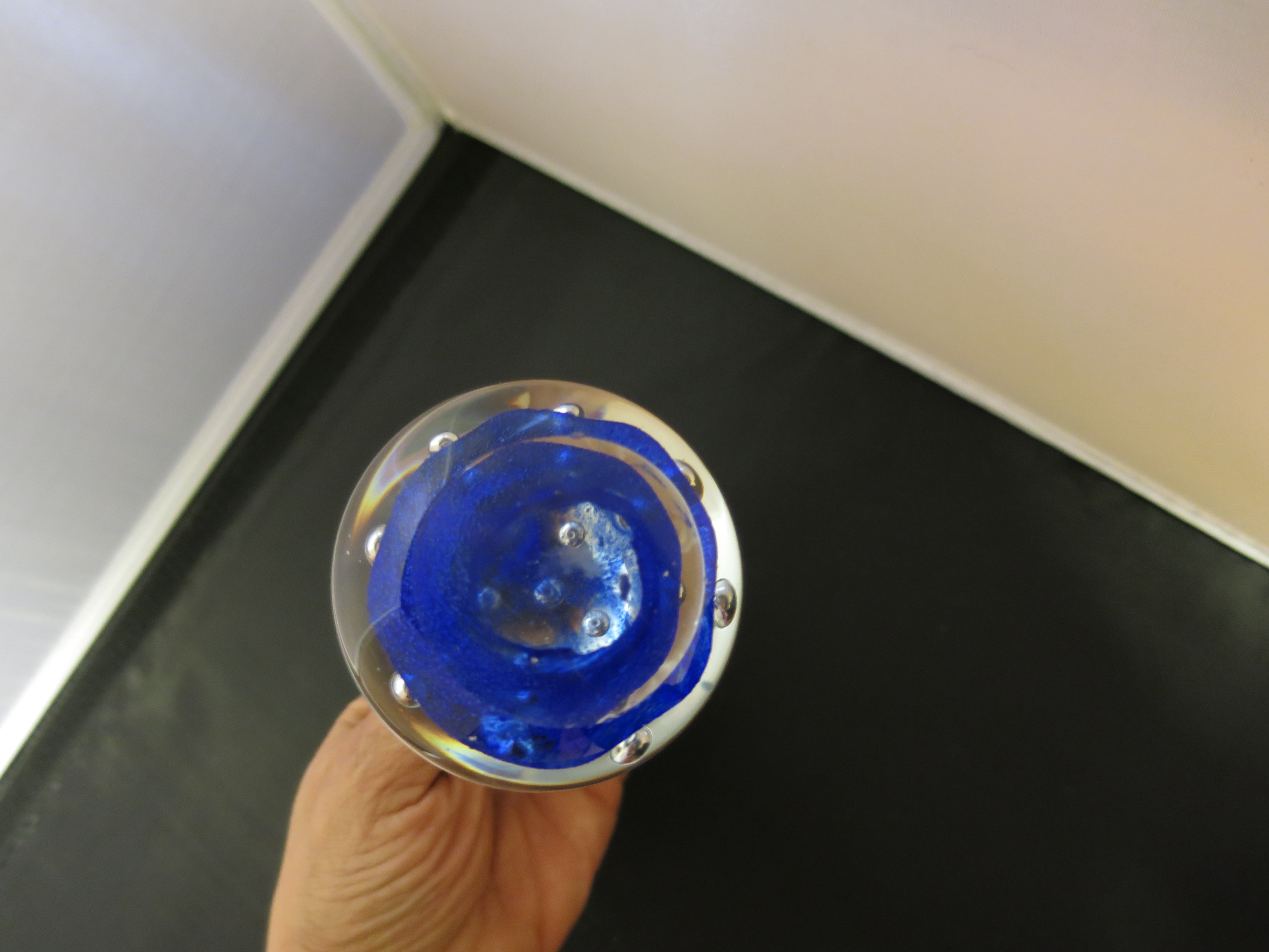 Blown Glass Paperweight Tear Drop Controlled Air Bubble