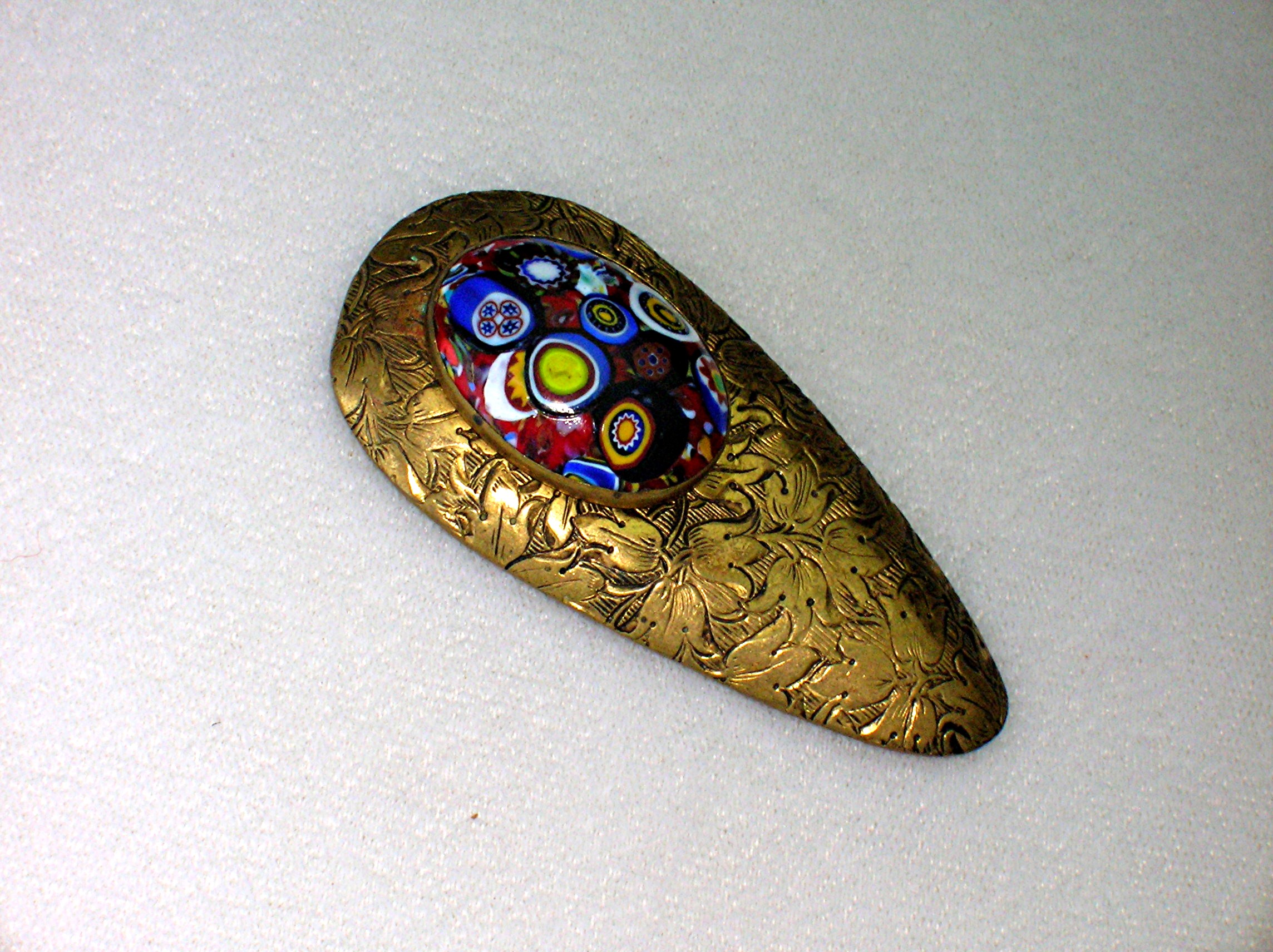 Millafiore Italian Multi Color Glass & Brass Antique Dr