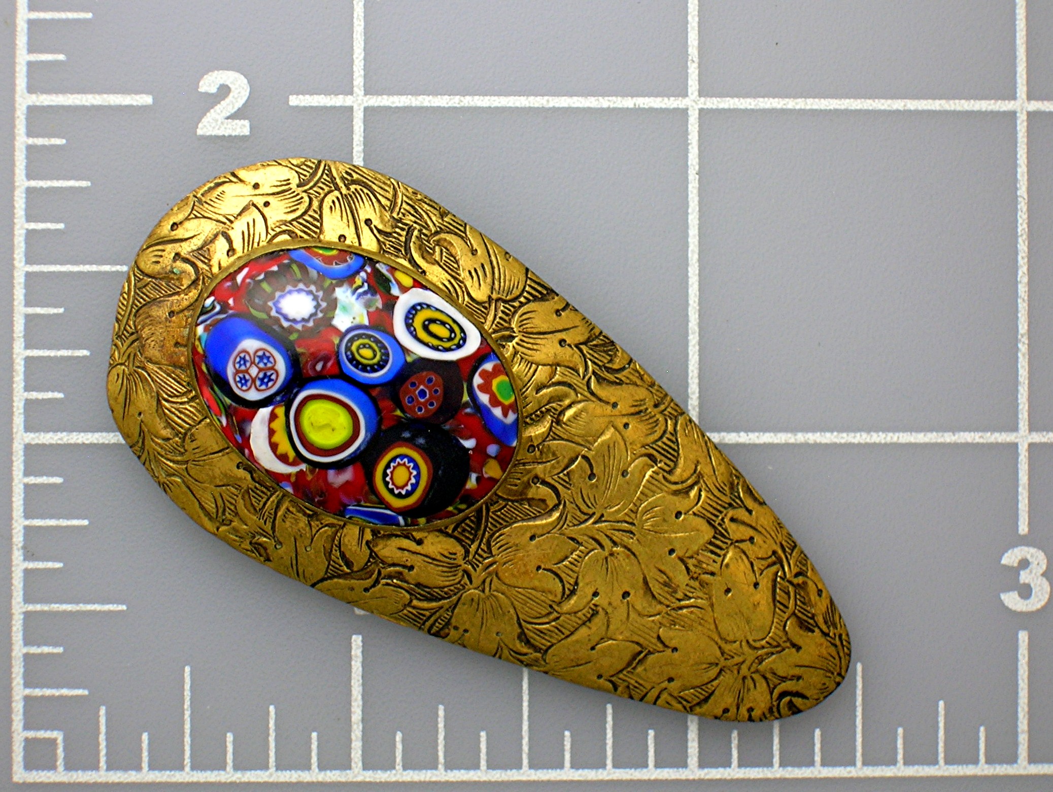 Millafiore Italian Multi Color Glass & Brass Antique Dr