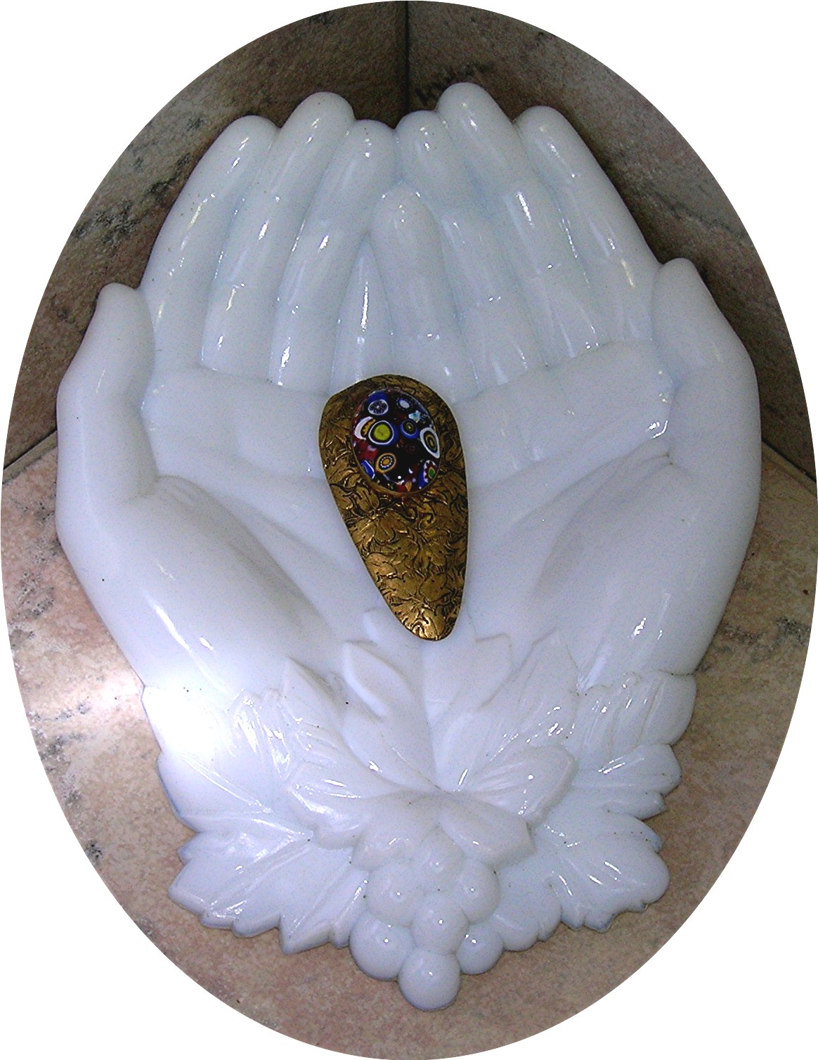 Millafiore Italian Multi Color Glass & Brass Antique Dr