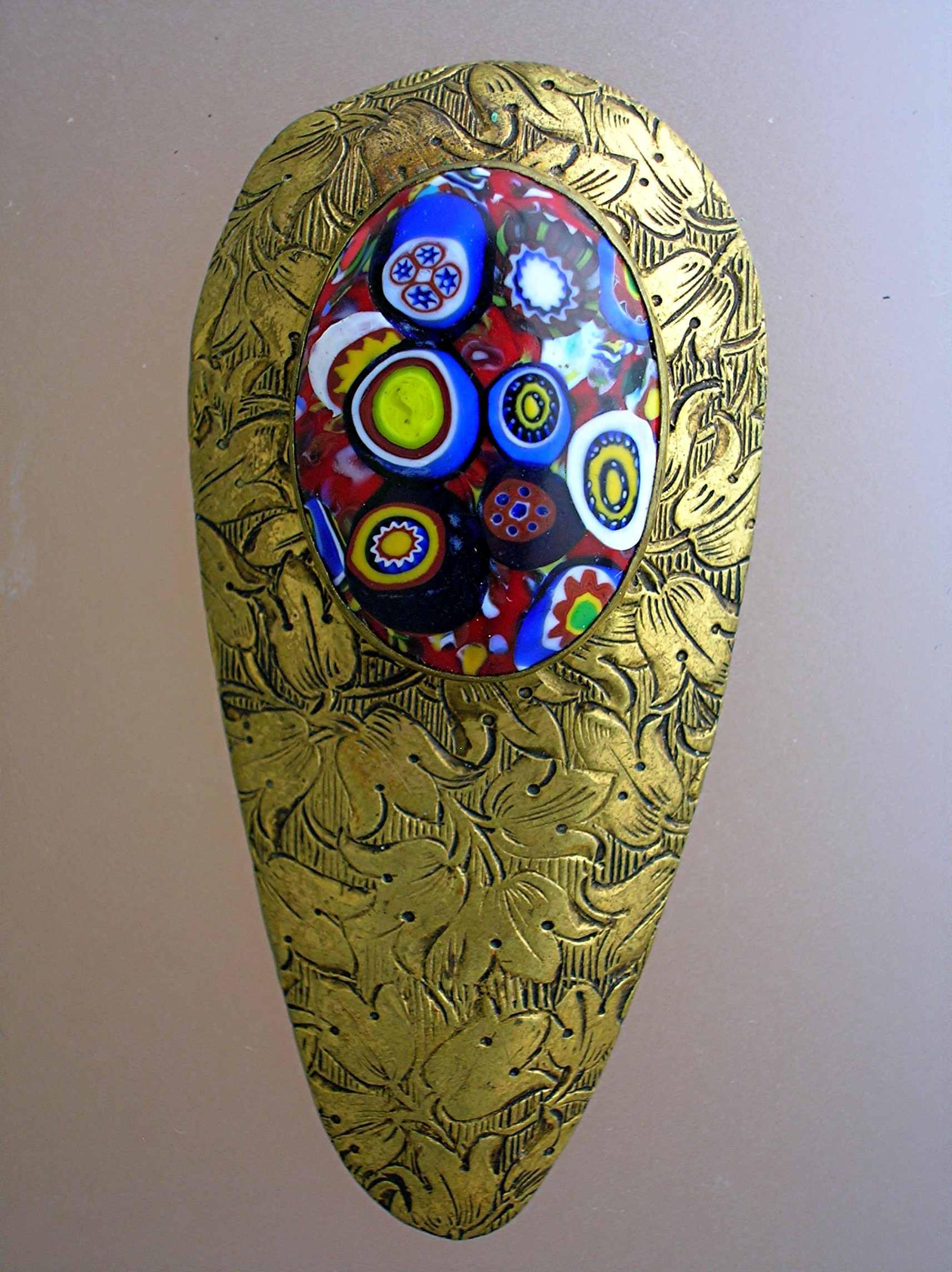 Millafiore Italian Multi Color Glass & Brass Antique Dr