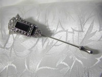 Art Deco Look Silvertone and marquisite Stick