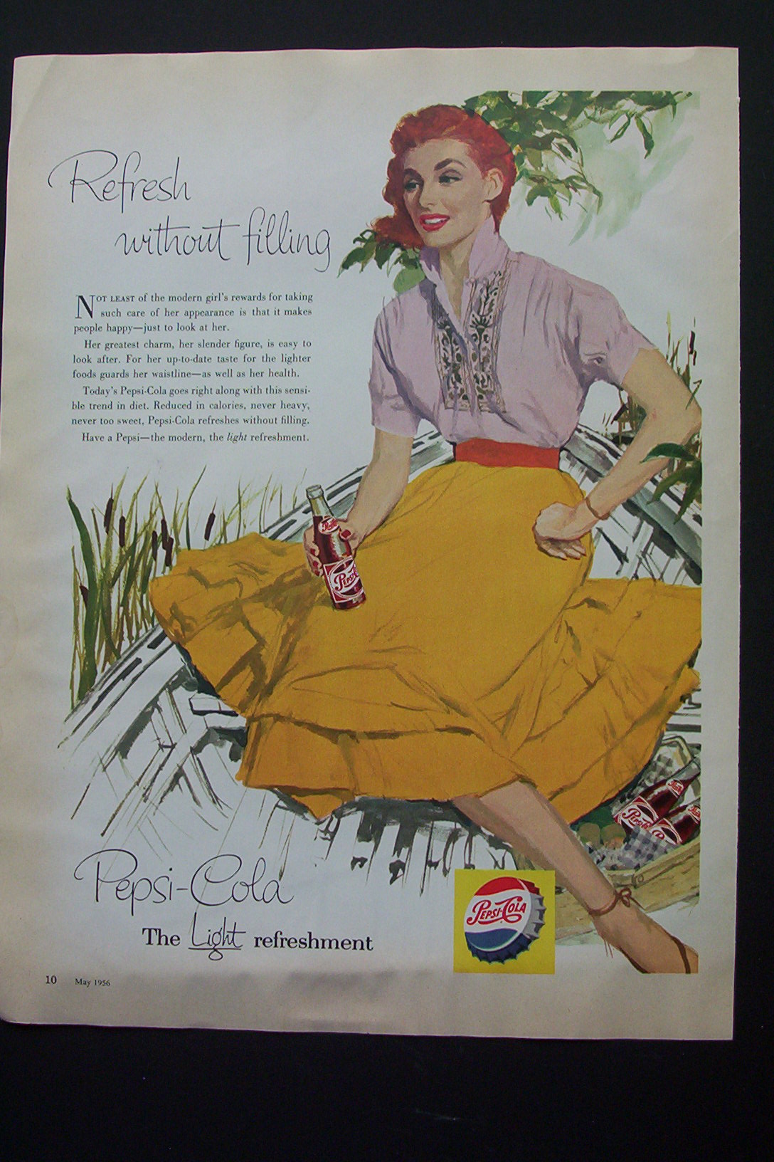 1956 Pepsi Cola (Pepsi) with Woman Sitting & Drinking