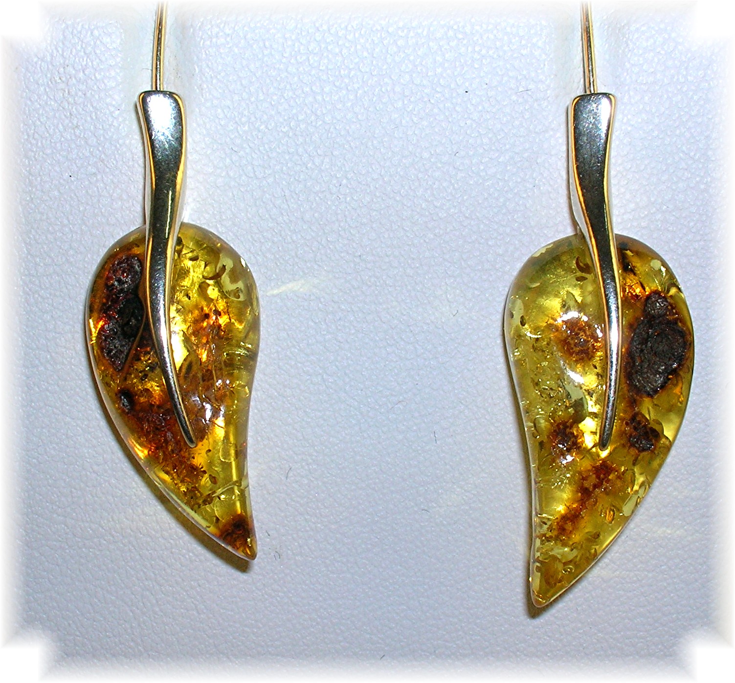 Baltic Amber Sterling Silver  Earrings Signed V