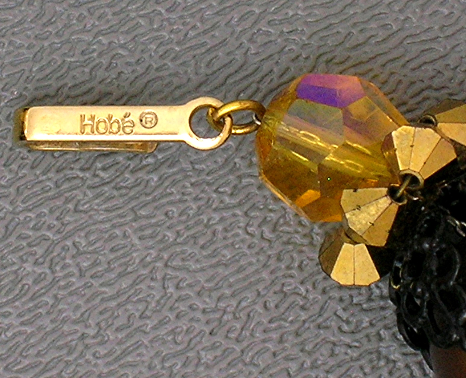 Hobe Bronze Filigree Glass Crystal Necklace Earrings
