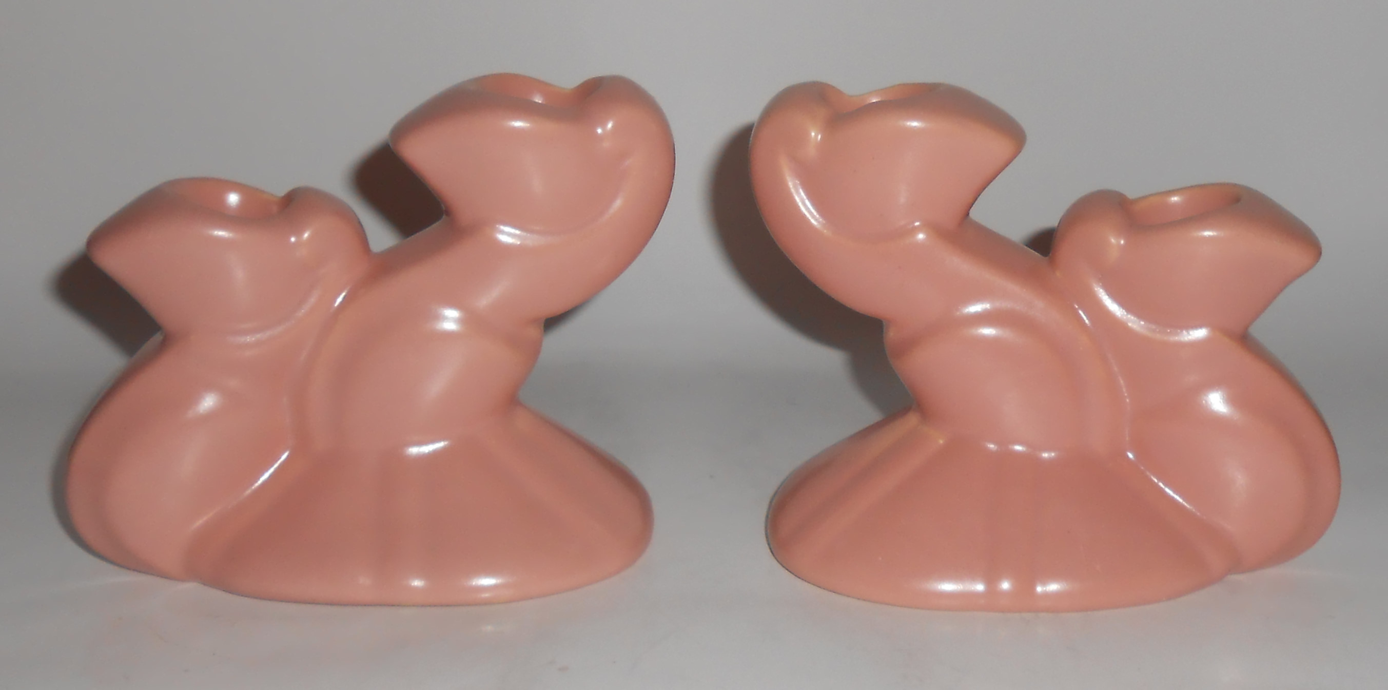 Bauer Pottery Cal-Art Pair Ray Murray Pink Candlesticks