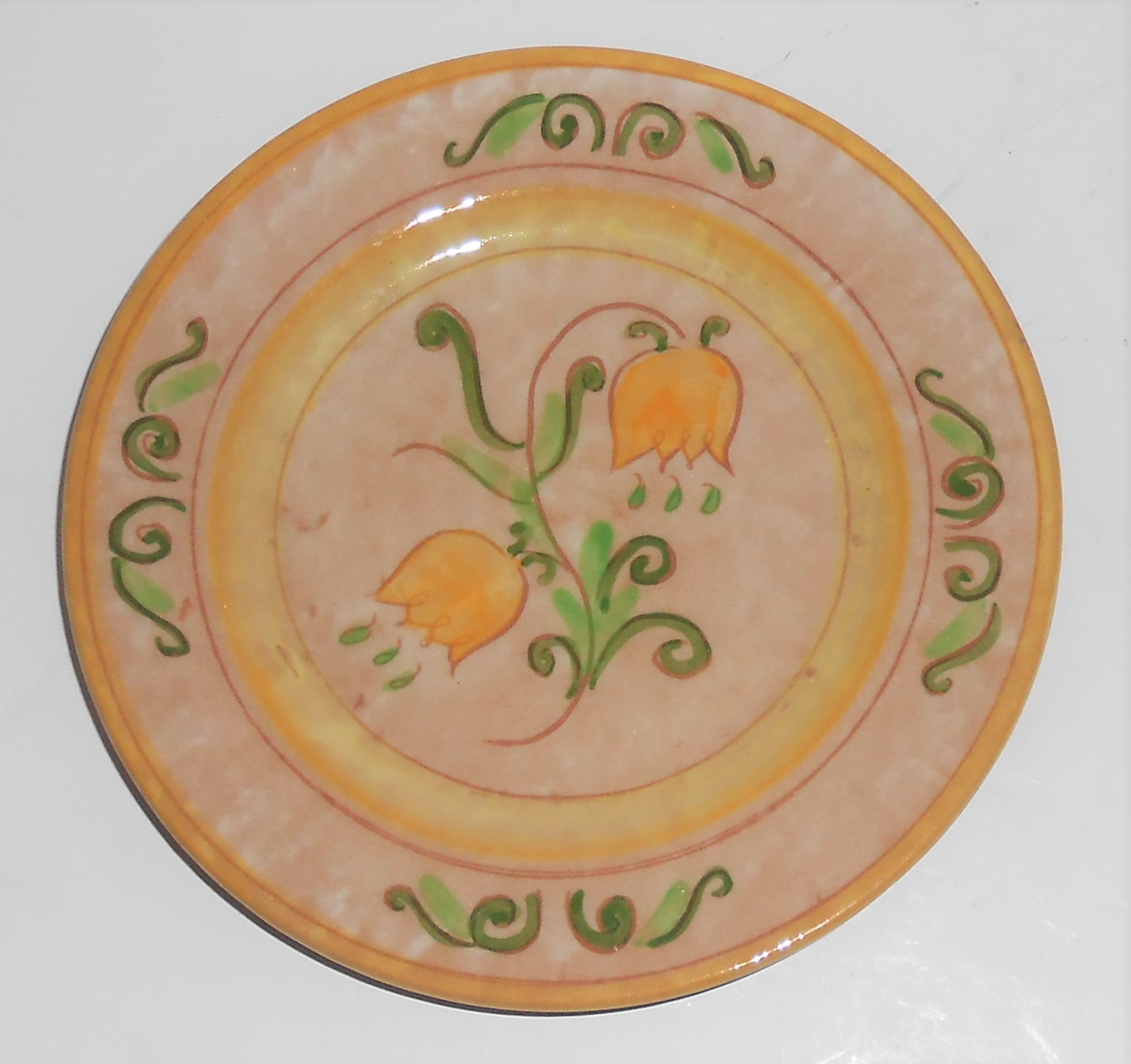 Stangl Pottery Yellow Tulip Terra Rose Bread Plate