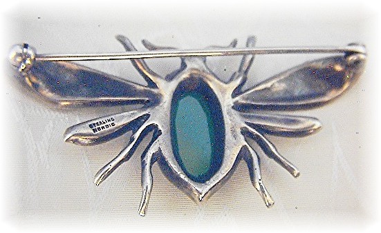NORDIC Jewelled Bug Brooch Sterling Silver