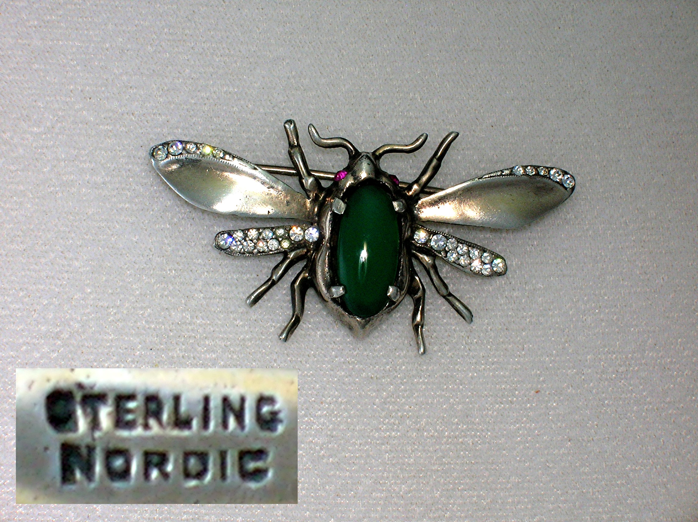 NORDIC Jewelled Bug Brooch Sterling Silver