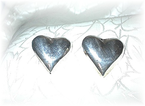Taxco Sterling Silver Heart Earrings Post Mexico